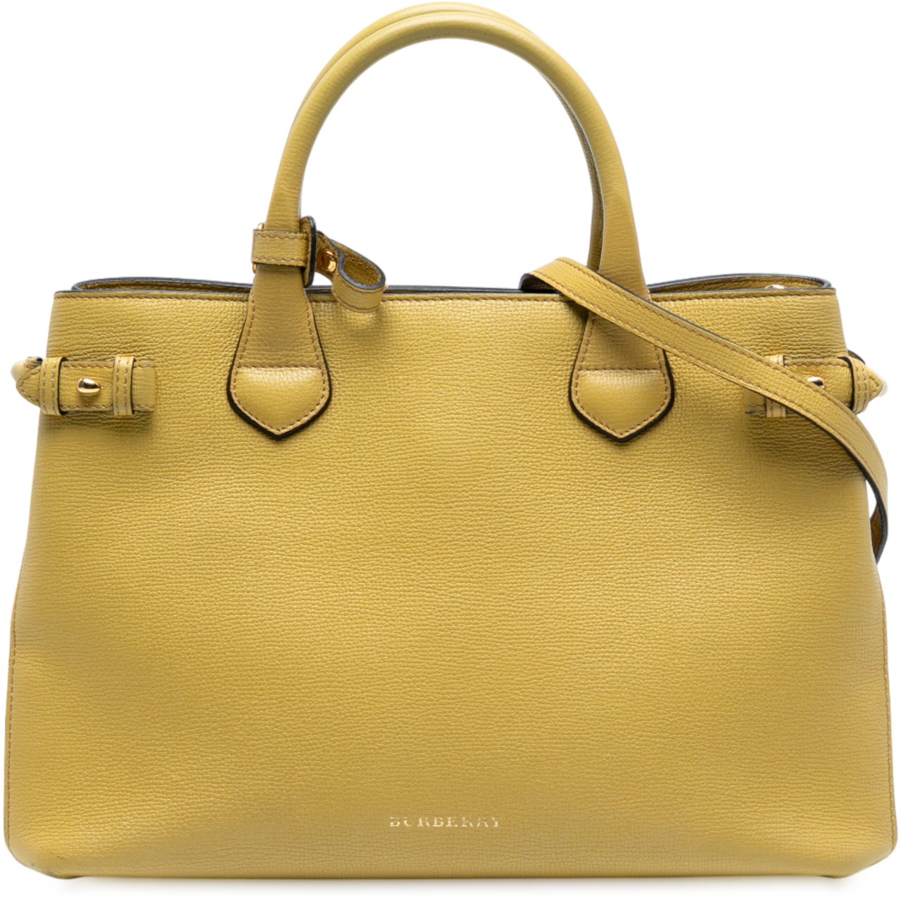 Burberry Medium Leather and House Check Banner Satchel Geel