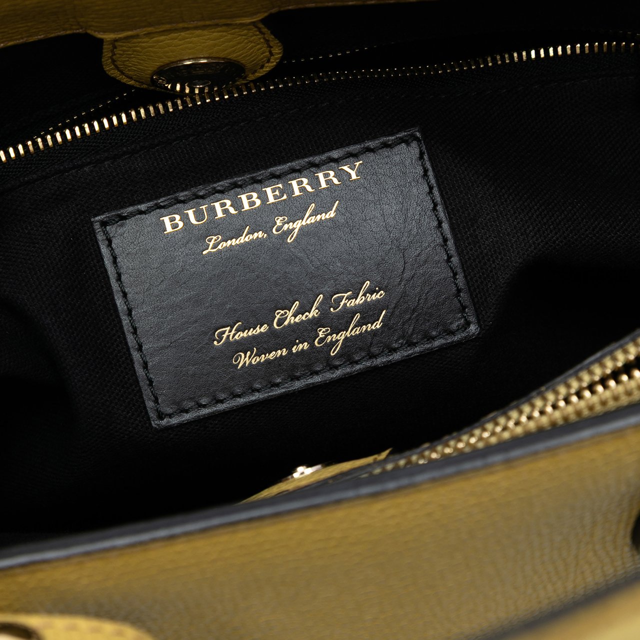 Burberry Medium Leather and House Check Banner Satchel Geel
