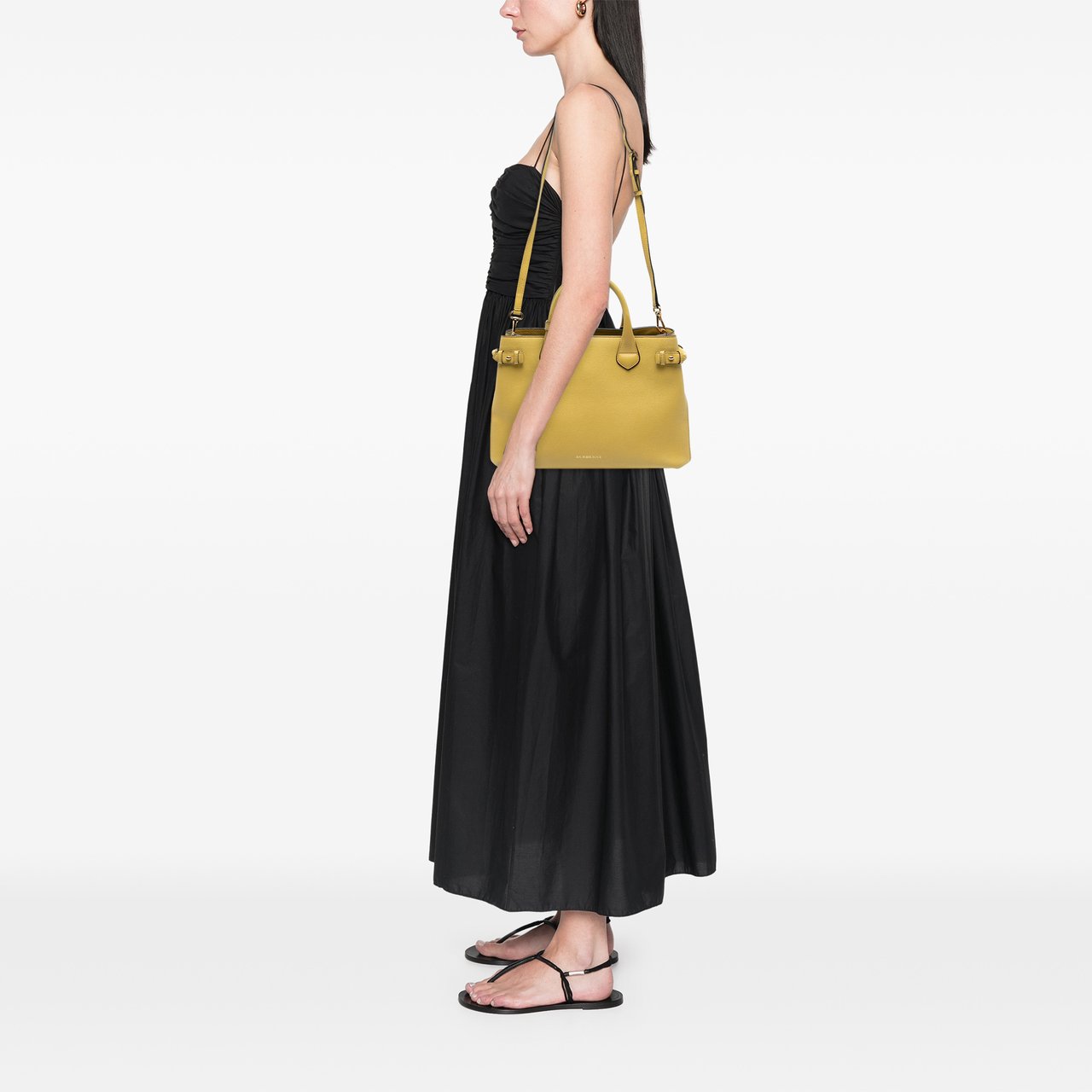 Burberry Medium Leather and House Check Banner Satchel Geel