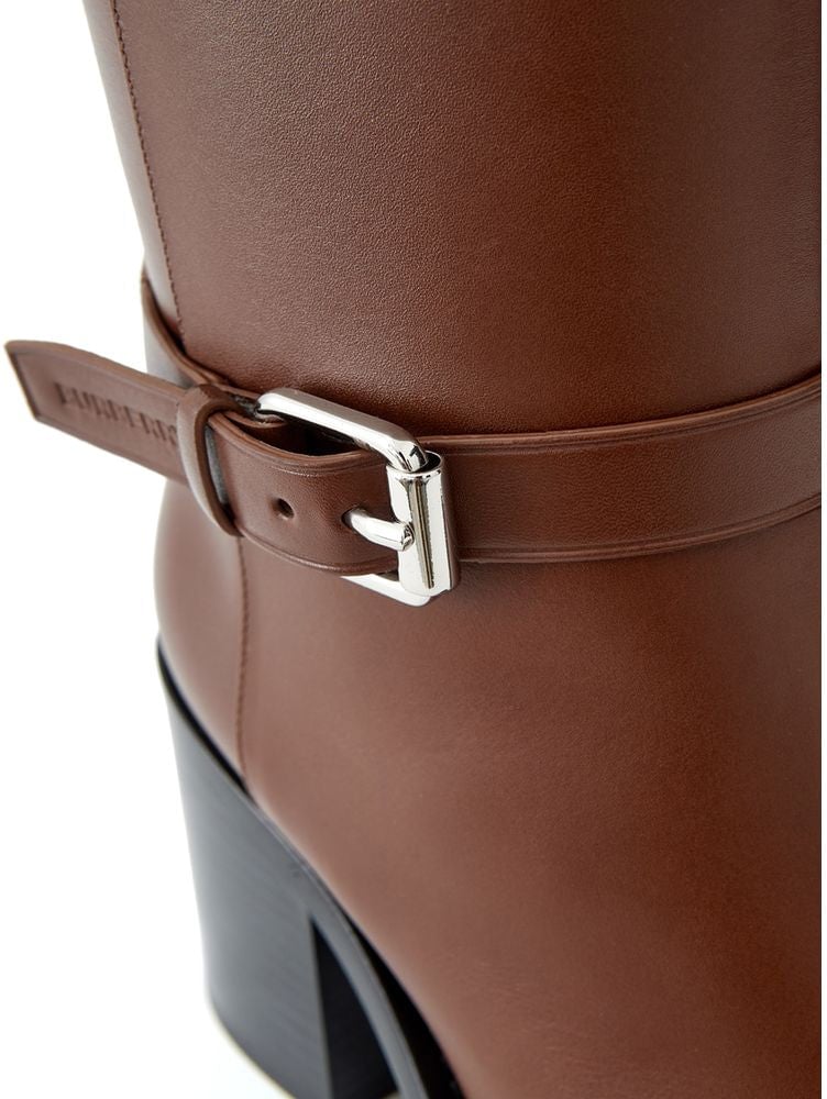 Burberry Brown Leather Ankle Boots Bruin