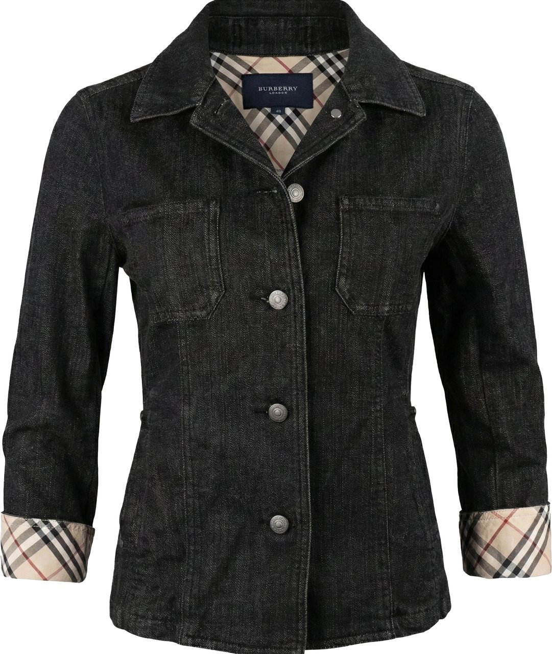 Burberry Burberry Black Denim Nova-Check Jacket (40) Zwart
