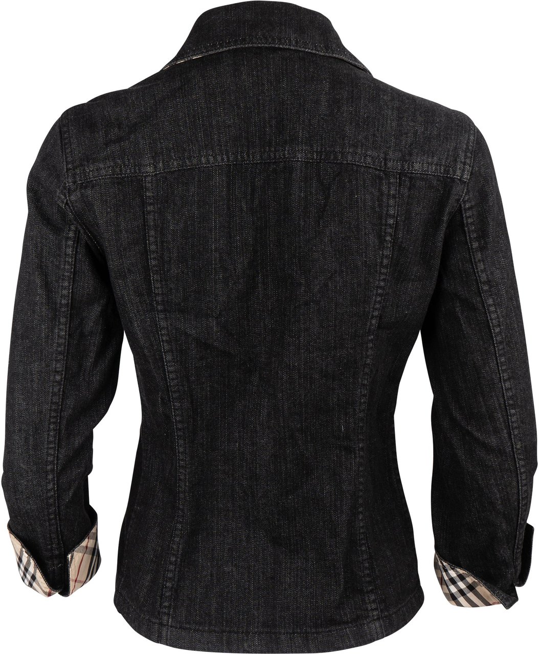 Burberry Burberry Black Denim Nova-Check Jacket (40) Zwart