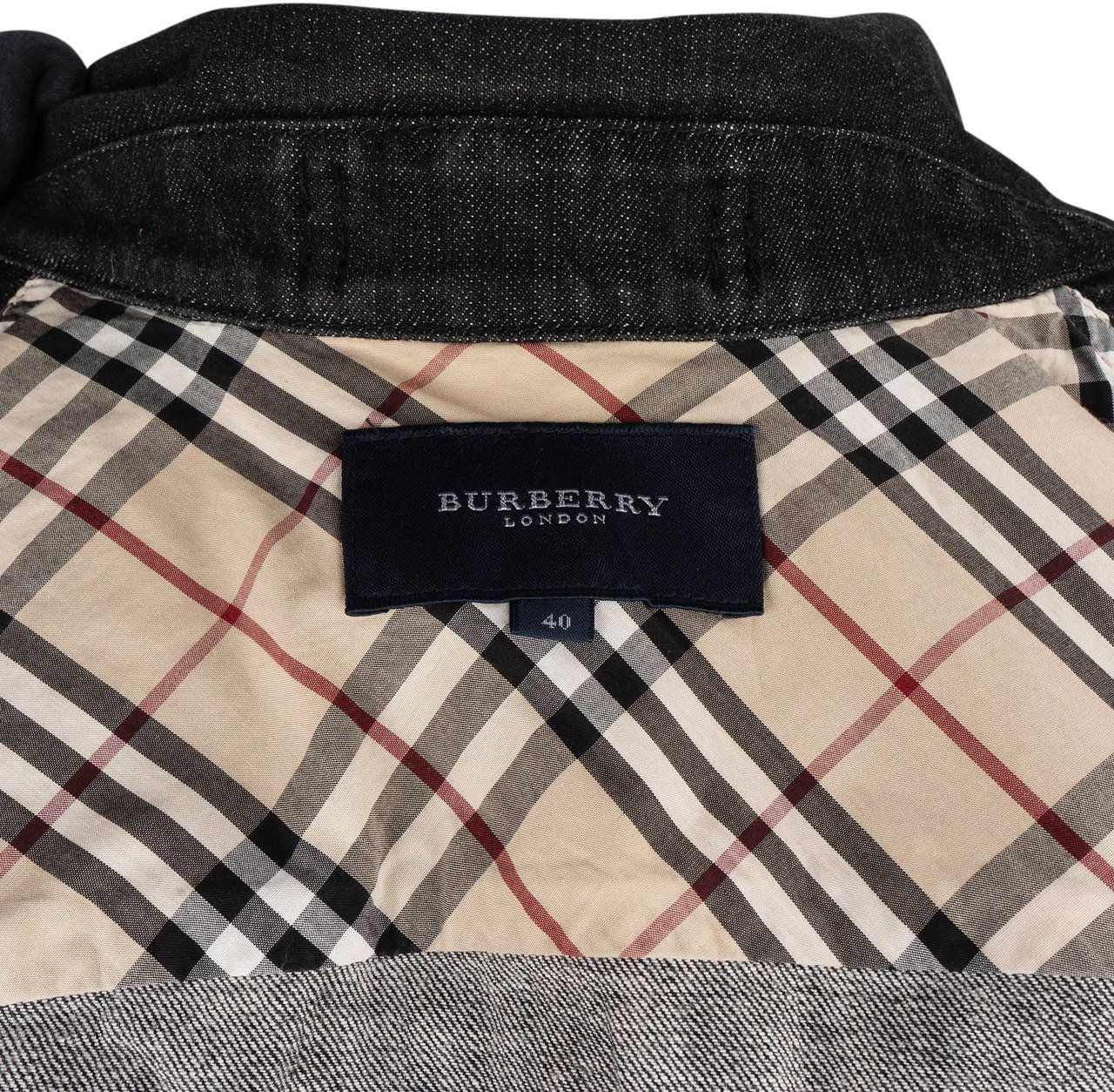 Burberry Burberry Black Denim Nova-Check Jacket (40) Zwart
