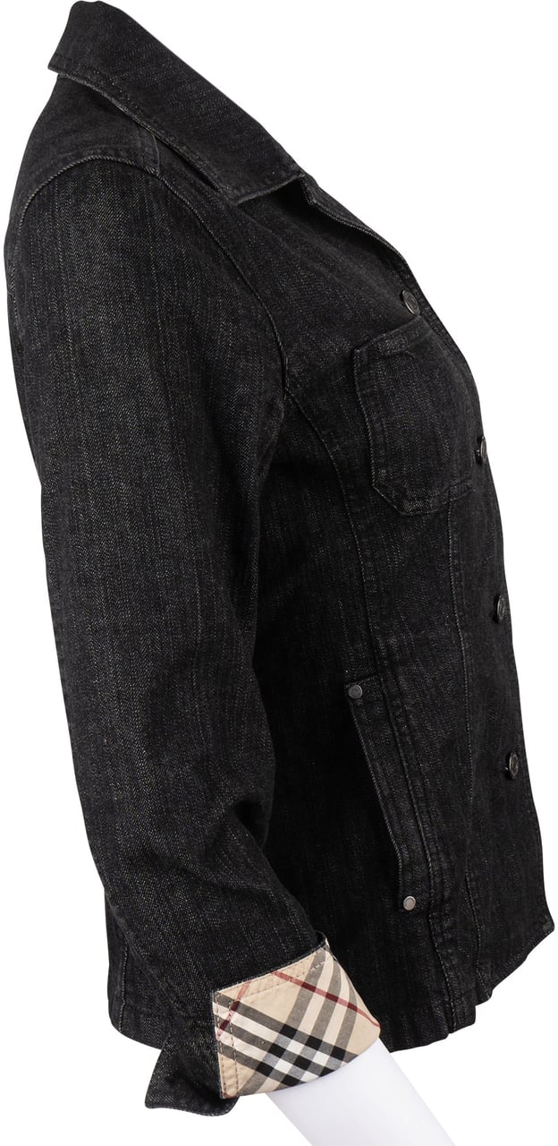 Burberry Burberry Black Denim Nova-Check Jacket (40) Zwart