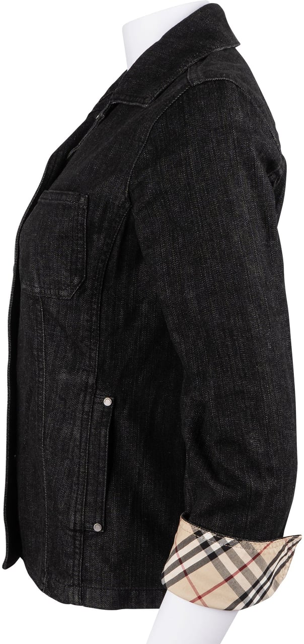 Burberry Burberry Black Denim Nova-Check Jacket (40) Zwart