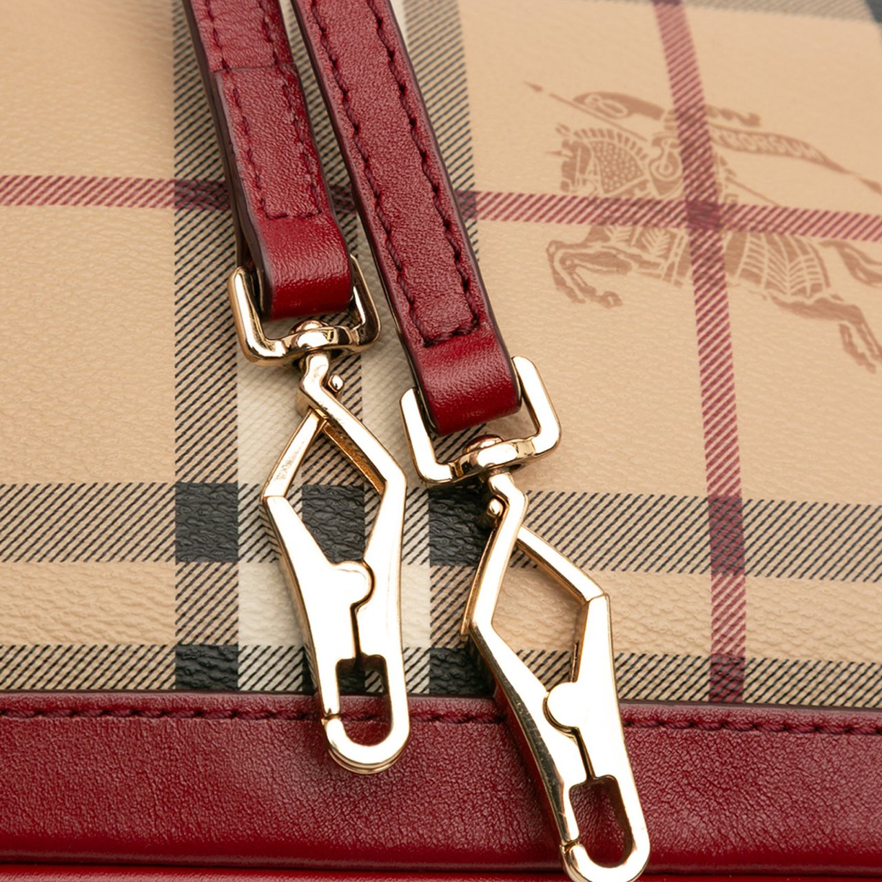 Burberry Haymarket Check Coated Canvas Peyton Crossbody Bruin