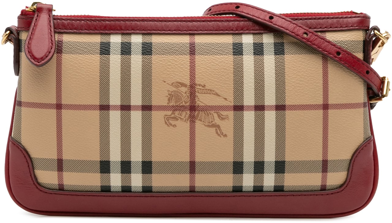 Burberry Haymarket Check Coated Canvas Peyton Crossbody Bruin