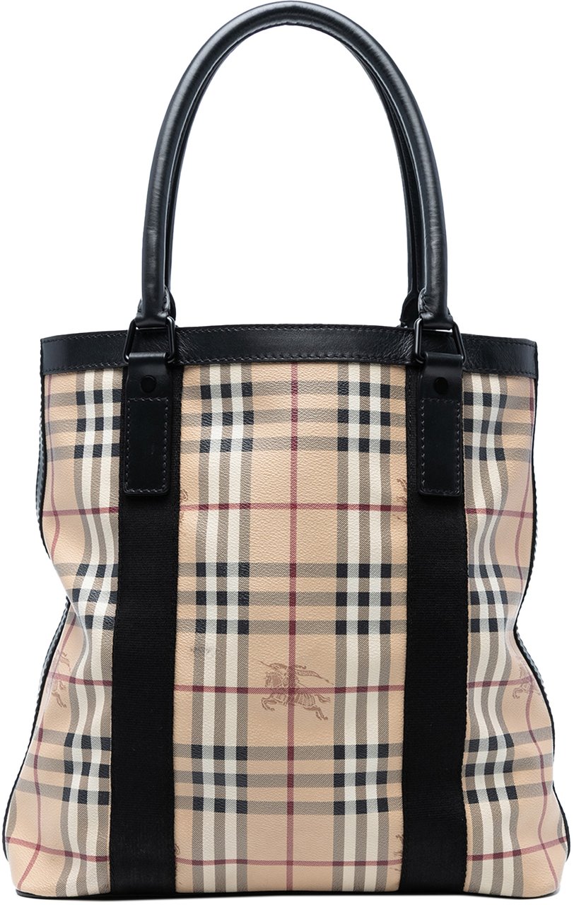 Burberry Haymarket Check Coated Canvas Vertical Tote Bruin