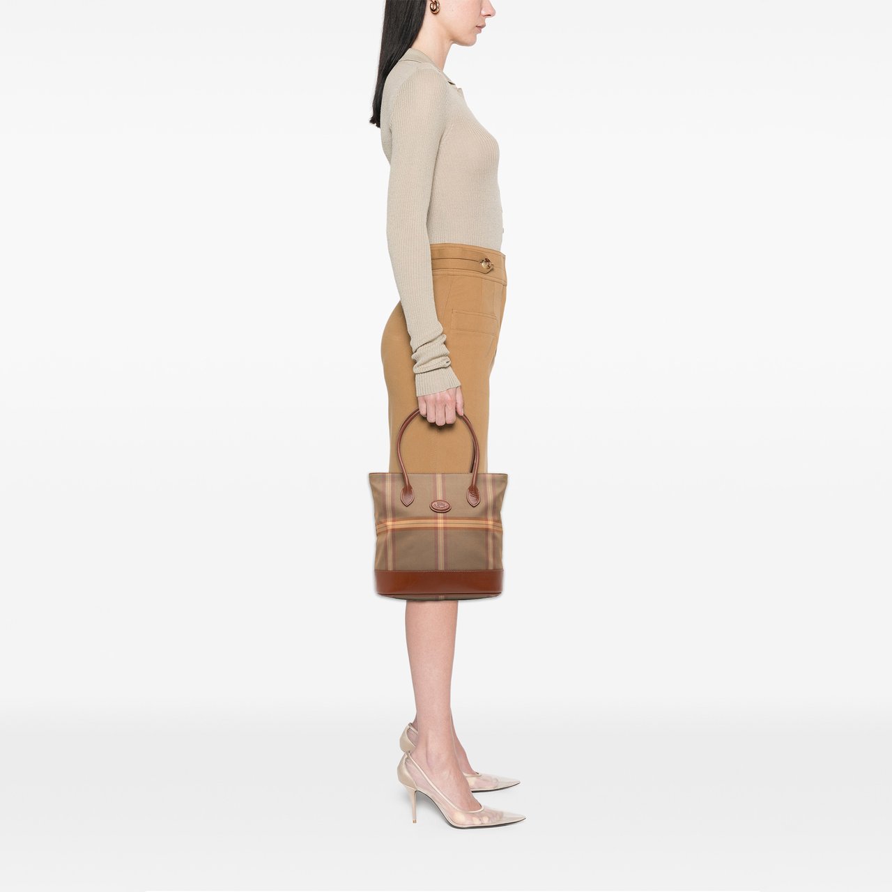 Burberry Vintage Check Canvas Bucket Bag Bruin