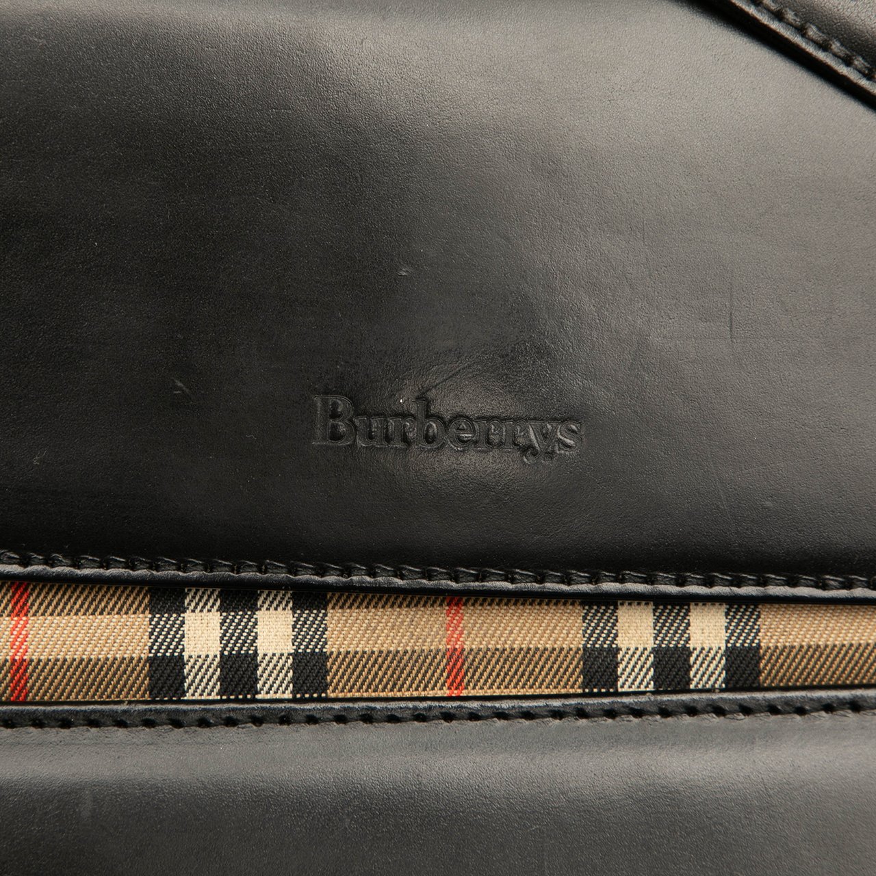 Burberry House Check Trimmed Leather Shoulder Bag Zwart
