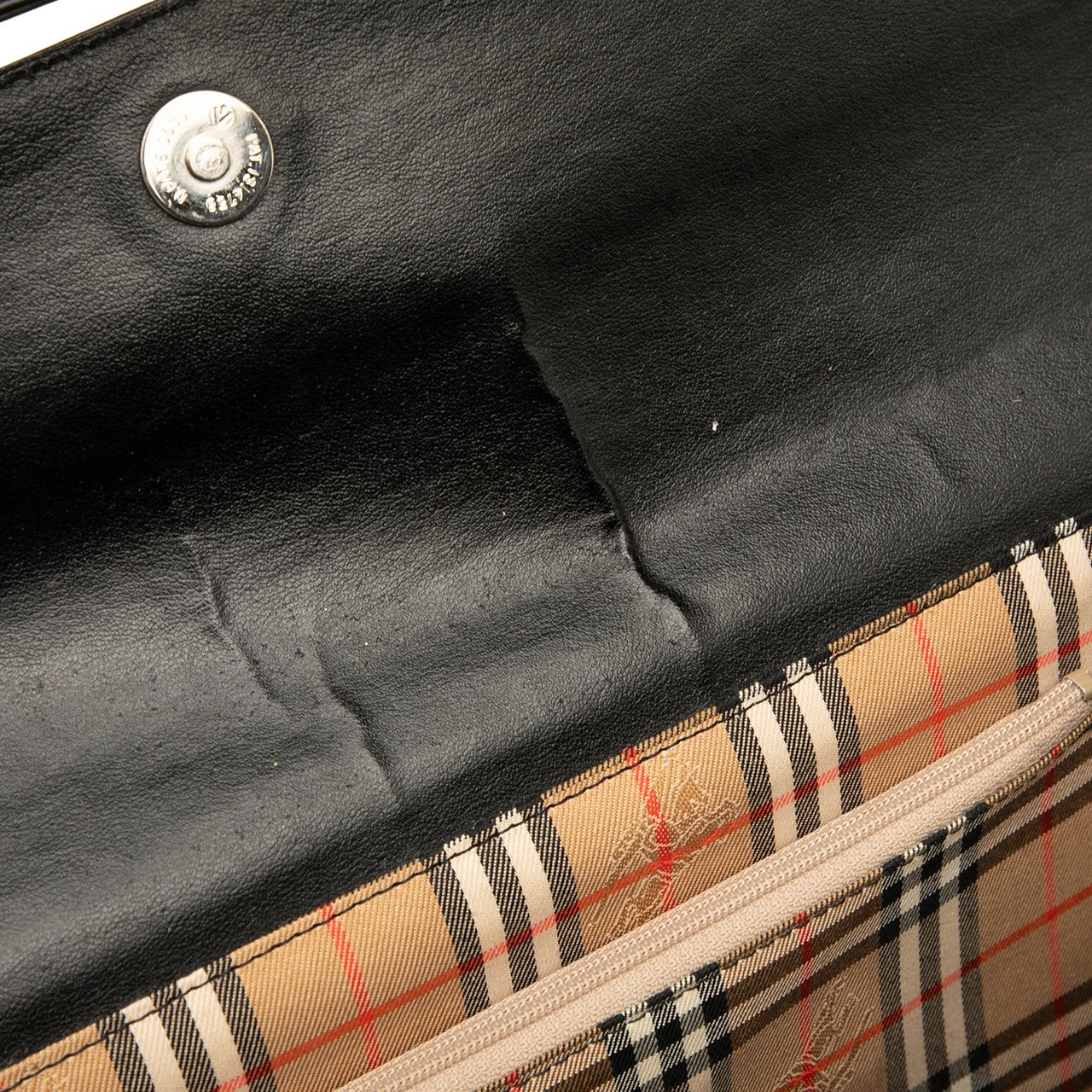 Burberry House Check Trimmed Leather Shoulder Bag Zwart