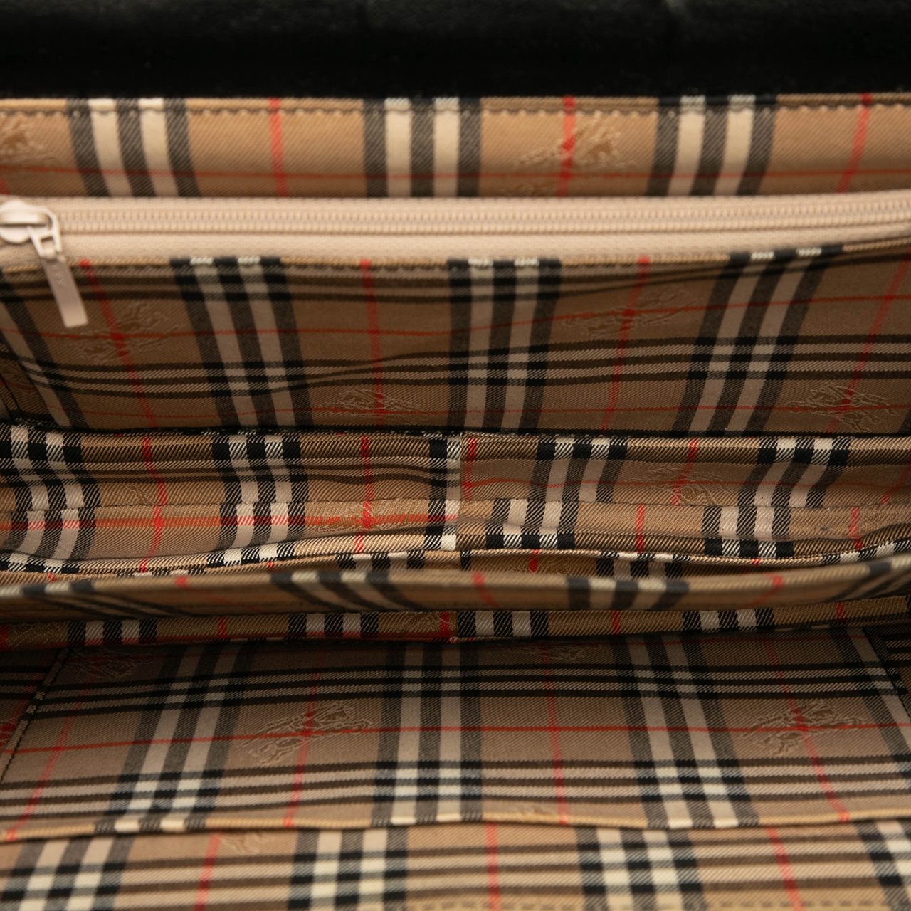 Burberry House Check Trimmed Leather Shoulder Bag Zwart