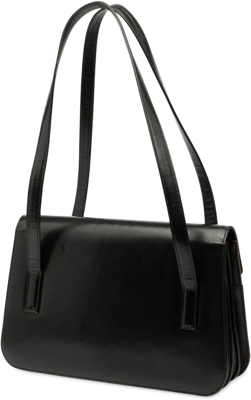 Burberry House Check Trimmed Leather Shoulder Bag Zwart