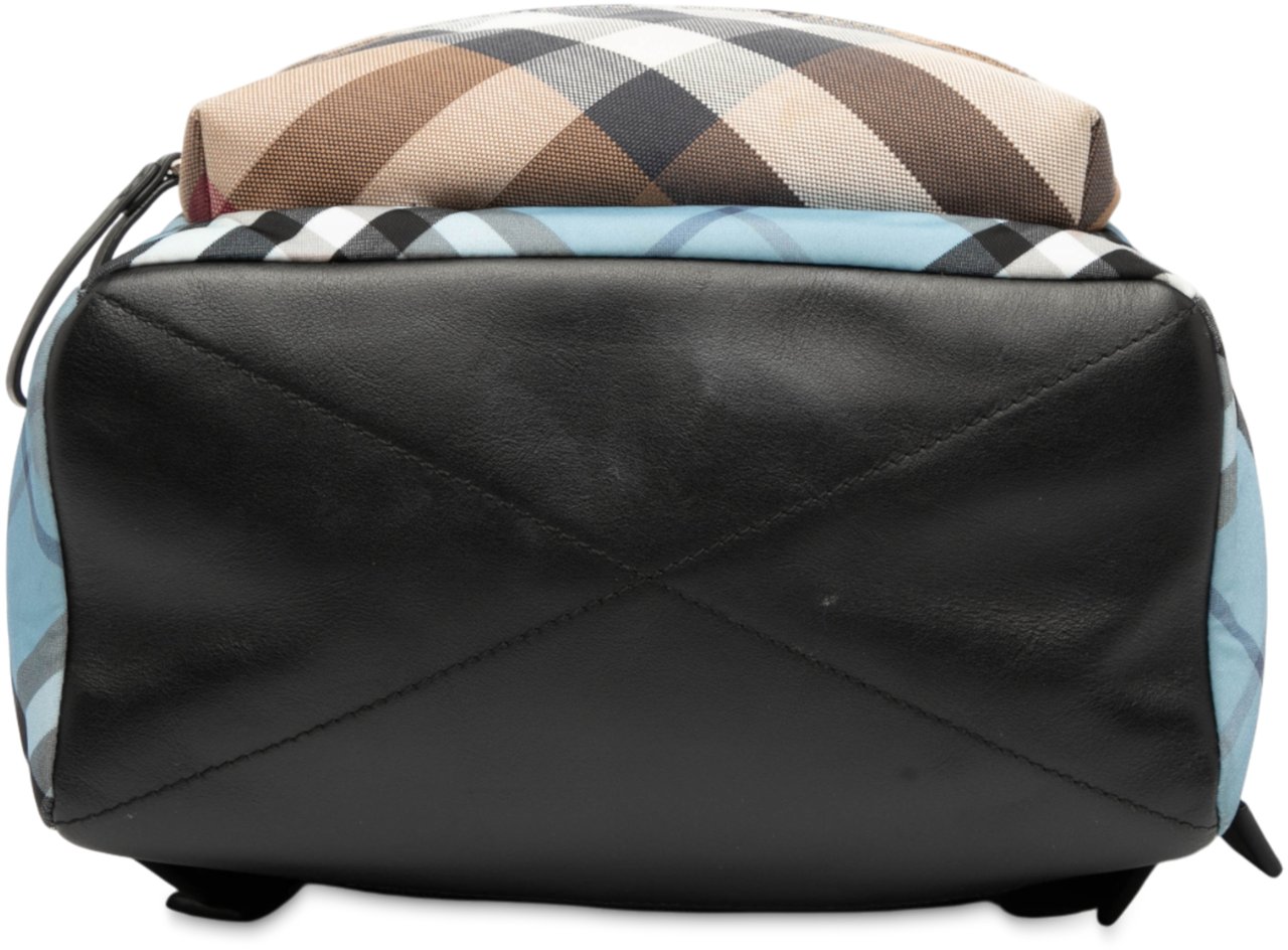 Burberry Supernova Check Canvas and Nylon Backpack Blauw