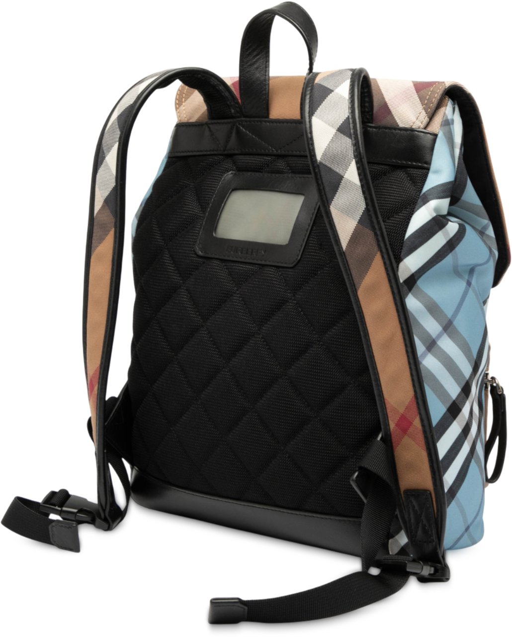 Burberry Supernova Check Canvas and Nylon Backpack Blauw