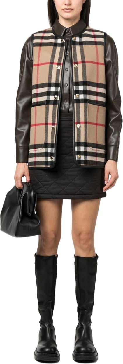 Burberry Casia Brown Waxed Cotton Mini Skirt Zwart