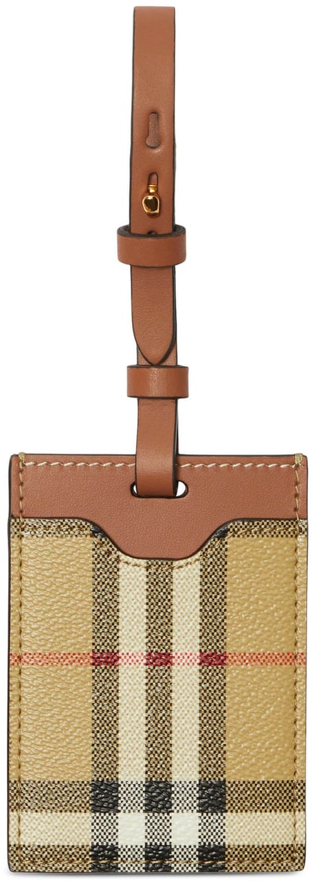 Burberry House Check Calf Leather Luggage Tag Bruin