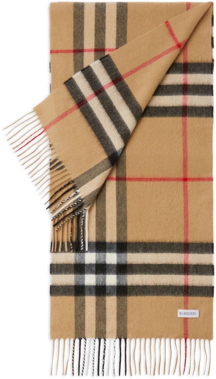 Burberry Camel Sciarpa In Cashmere Scarf Neutraal