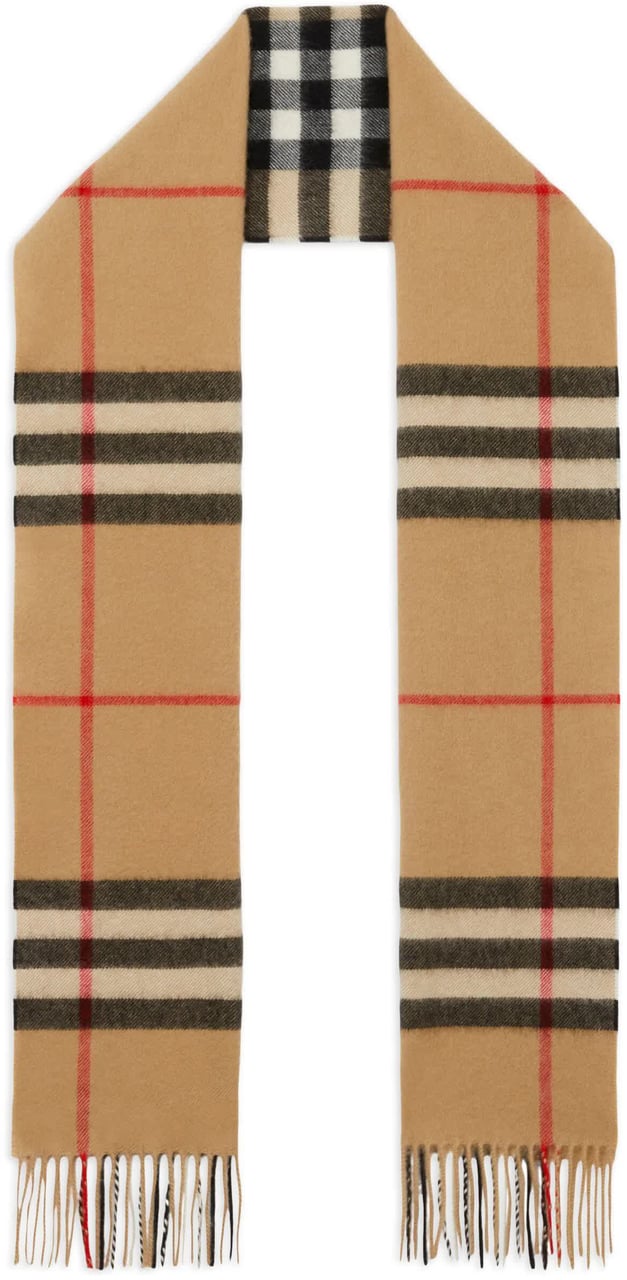 Burberry Camel Sciarpa In Cashmere Scarf Neutraal