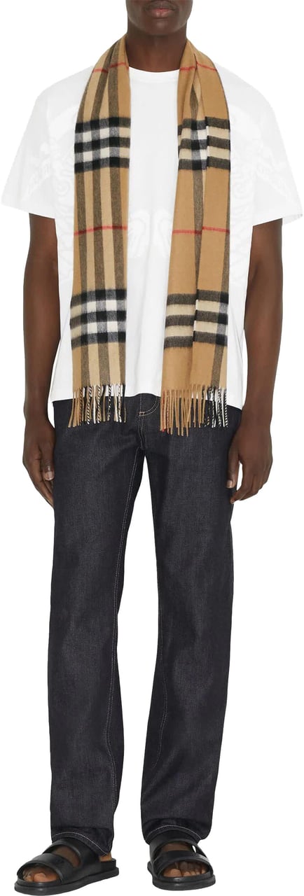 Burberry Camel Sciarpa In Cashmere Scarf Neutraal