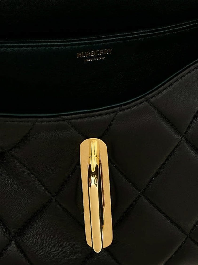 Burberry Quilted Rocking Horse Leather Shoulder Bag Zwart