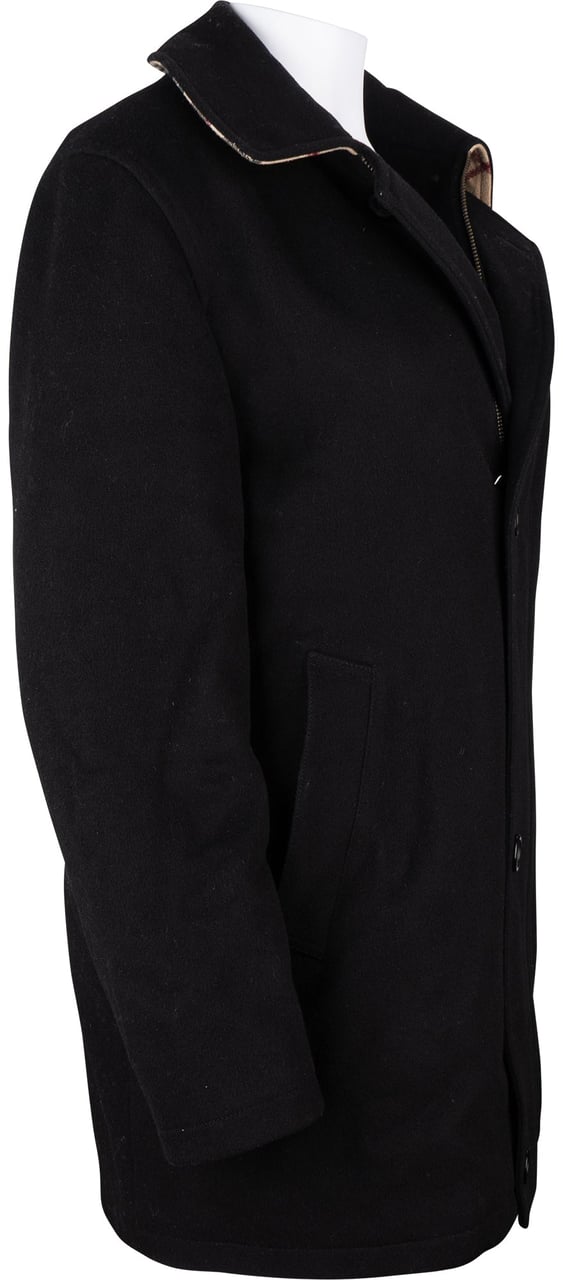 Burberry Burberry Black Wool Coat (46) Zwart