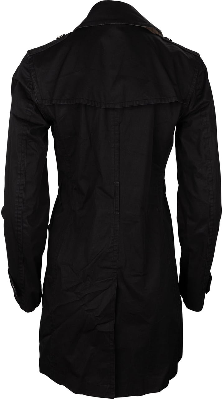 Burberry Burberry Brit Black Cotton Trenchcoat (D36) Zwart