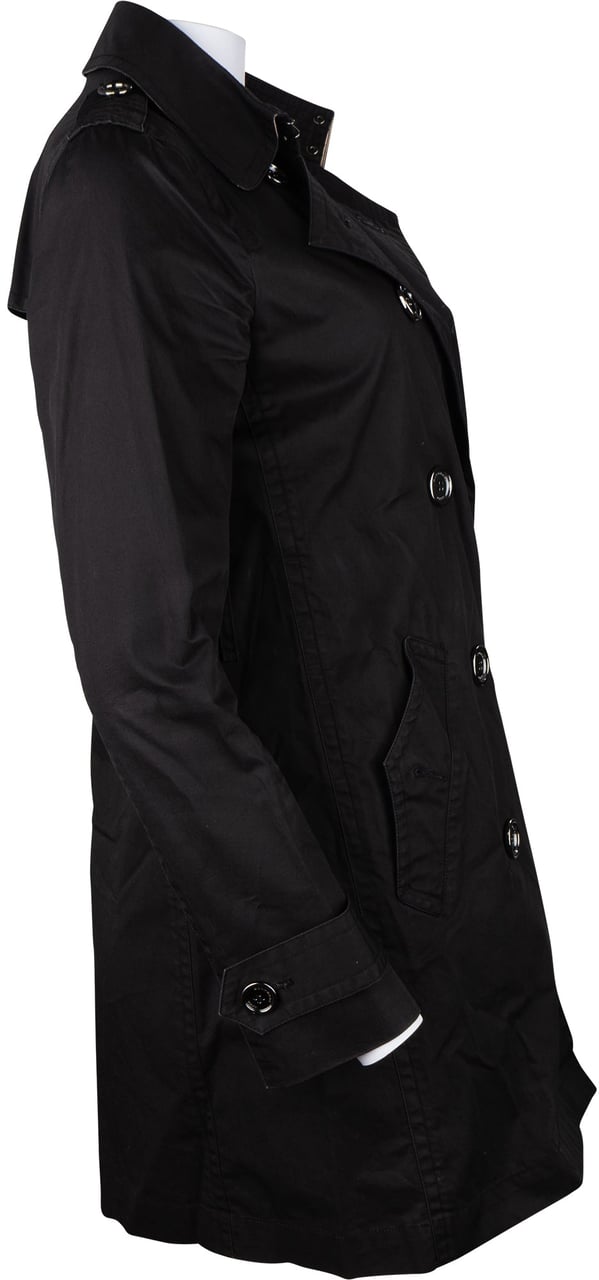 Burberry Burberry Brit Black Cotton Trenchcoat (D36) Zwart