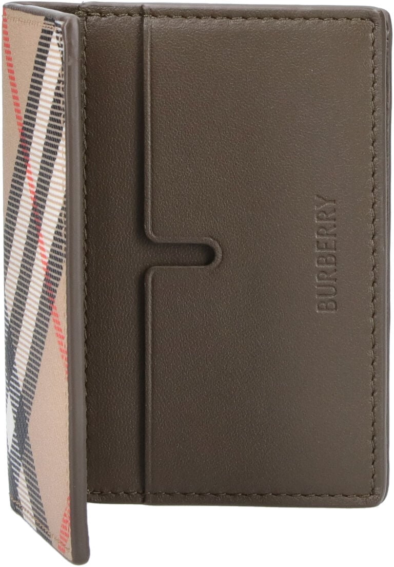 Burberry Beige Check Pattern Bifold Wallet Neutraal