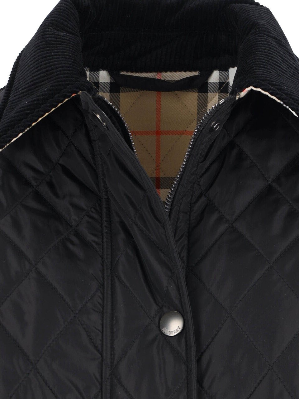 Burberry Diamond Quilted Jacket, Black Nylon Zwart