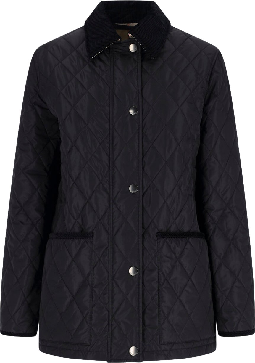 Burberry Diamond Quilted Jacket, Black Nylon Zwart