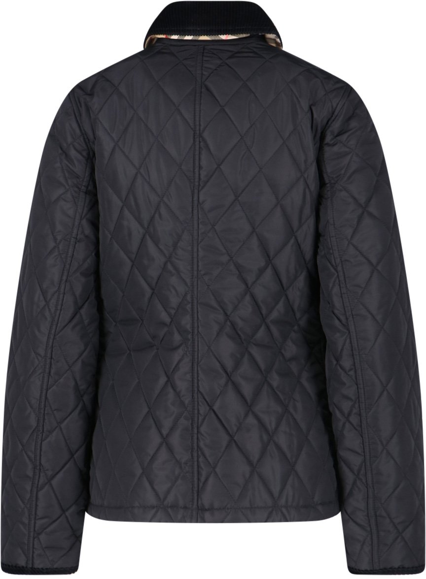 Burberry Black Diamond Quilted Classic Collar Jacket Zwart