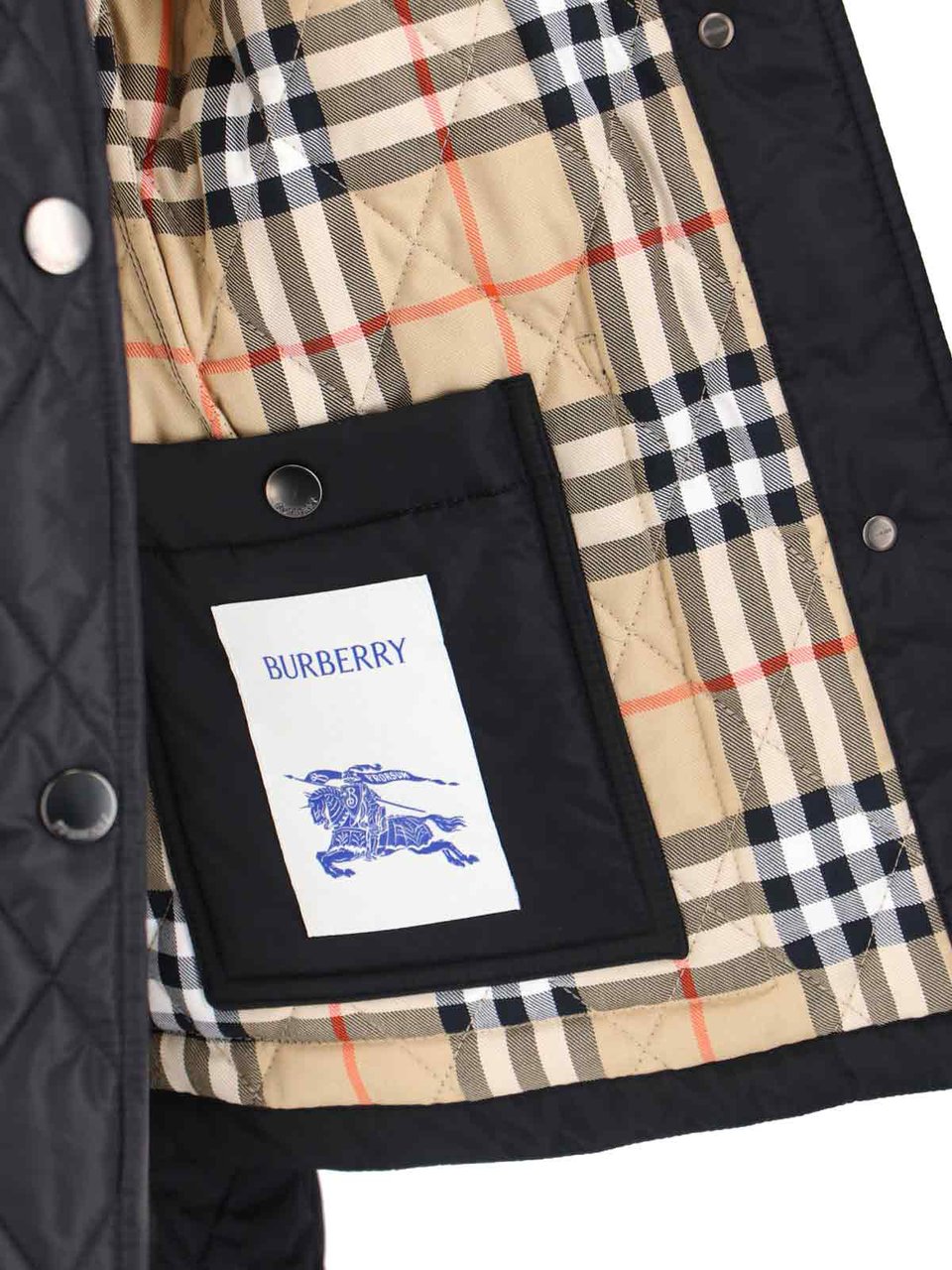 Burberry Black Diamond Quilted Classic Collar Jacket Zwart