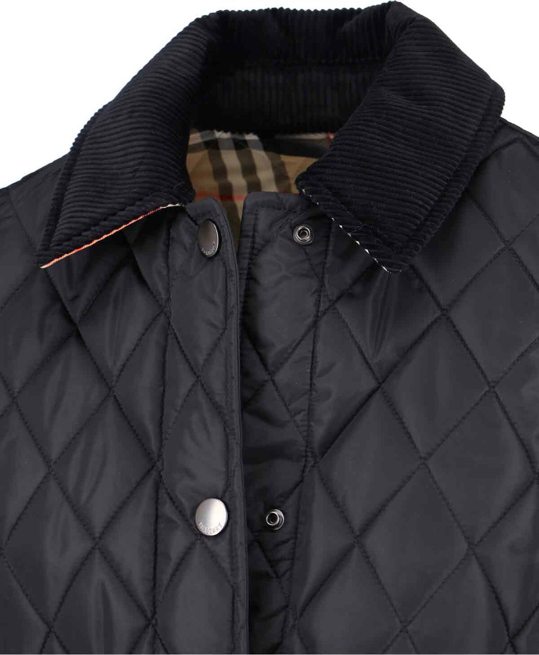 Burberry Black Diamond Quilted Classic Collar Jacket Zwart