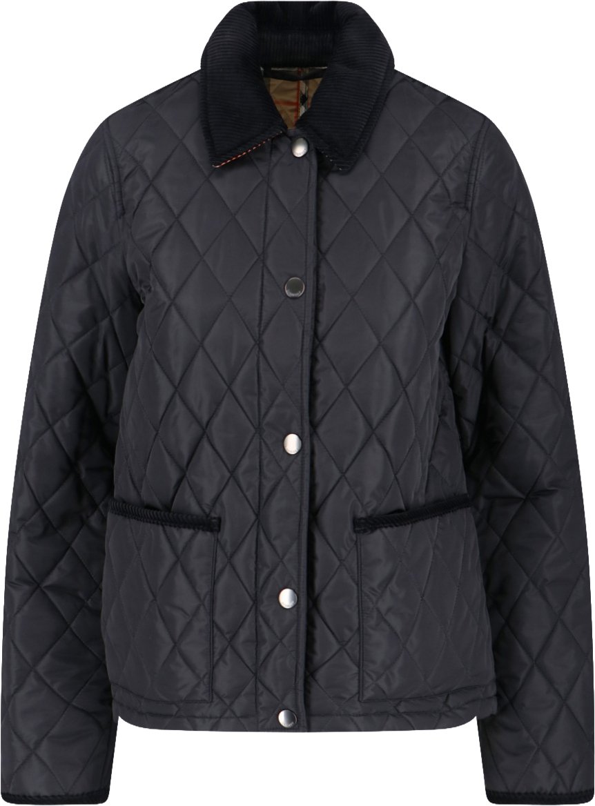 Burberry Black Diamond Quilted Classic Collar Jacket Zwart