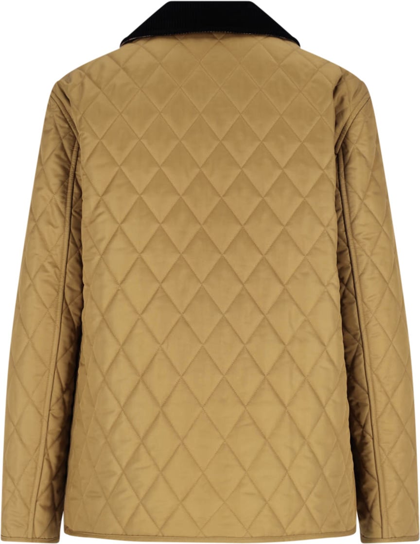 Burberry Quilted Beige Jacket with Classic Black Corduroy Collar Bruin