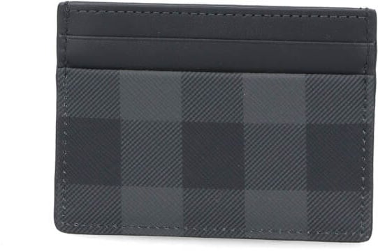 Burberry Black Check Pattern Fabric Cardholder Zwart
