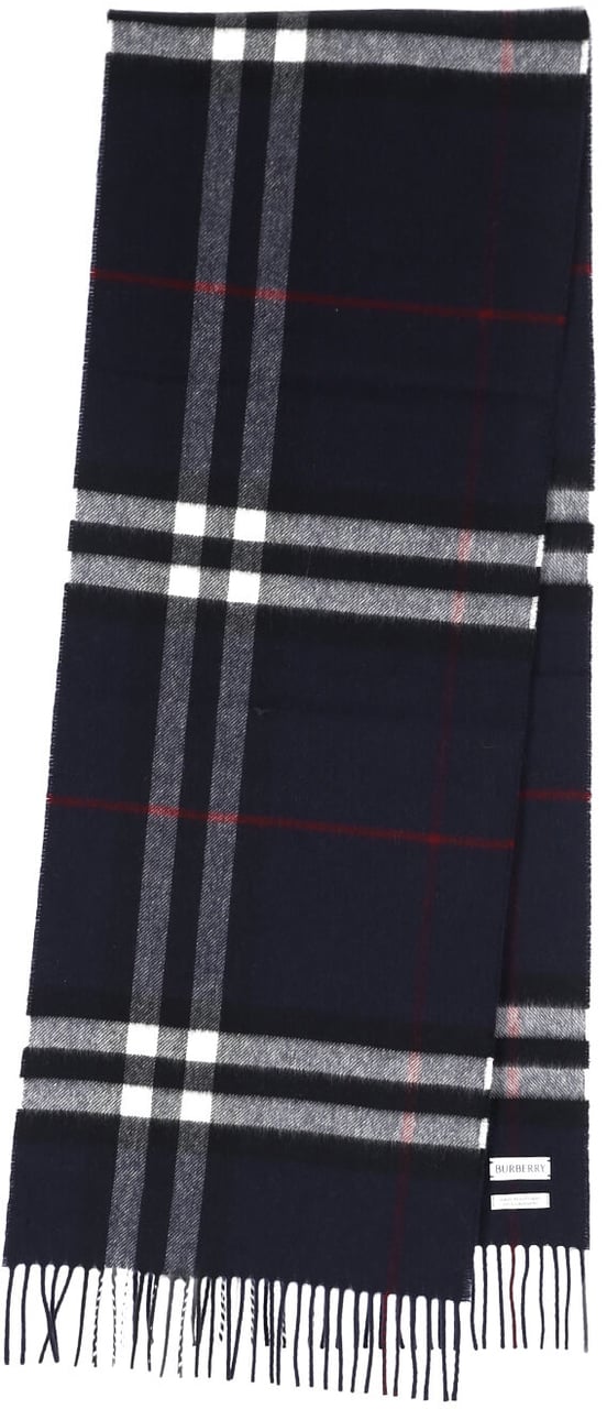 Burberry "Check" Scarf, In Black Brushed Cashmere Neutraal