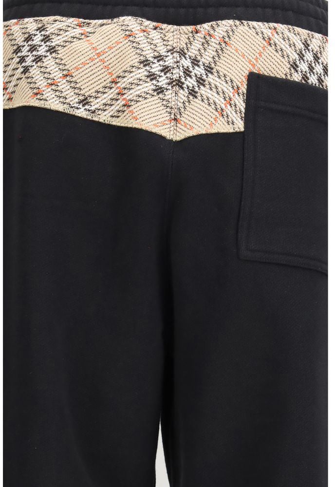 Burberry "Check" Tracksuit Bottoms In Black Cotton Zwart