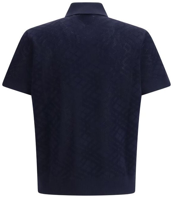 Burberry Blue Wool Polo Shirt Blauw