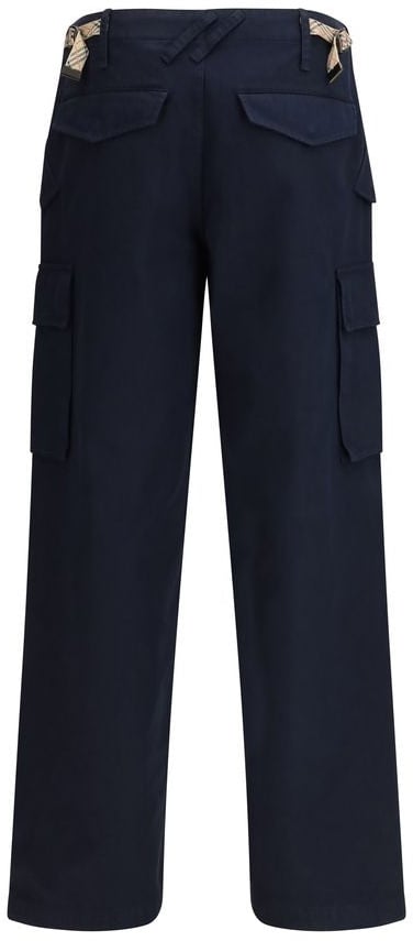 Burberry Blue Side Cargo Pockets Cotton Cargo Pants Zwart