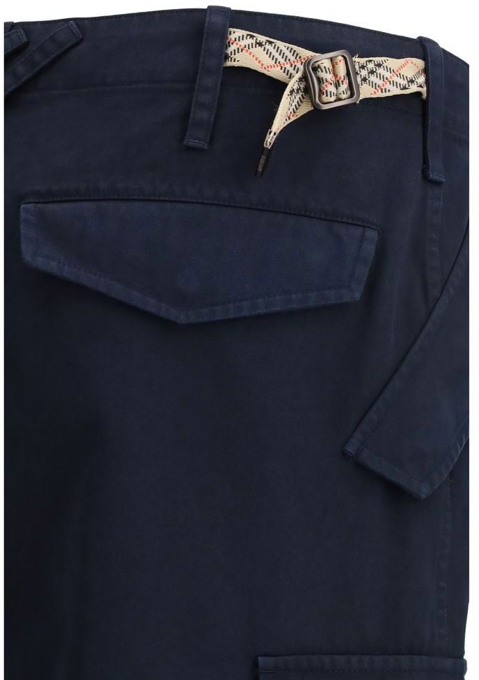 Burberry Blue Side Cargo Pockets Cotton Cargo Pants Zwart