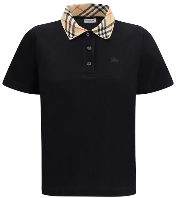 Burberry Burberry Black Cotton Polo Shirt Zwart