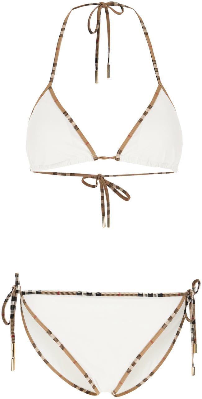Burberry White stretch nylon bikini Wit
