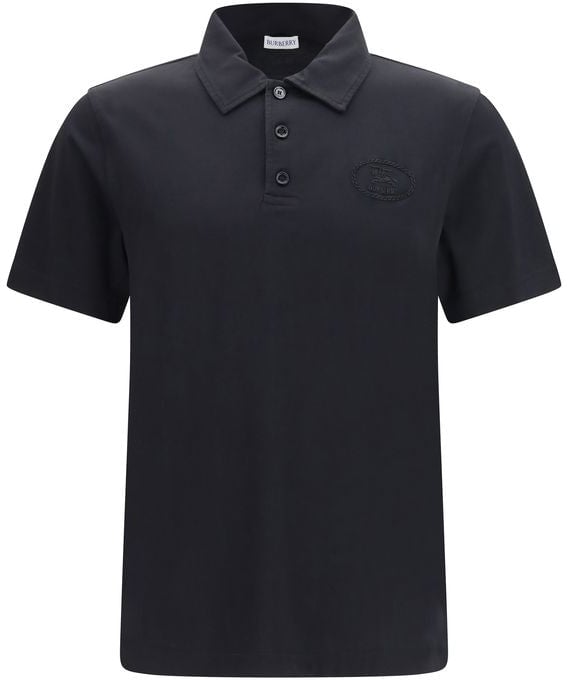Burberry Blue Cotton Polo Shirt Blauw