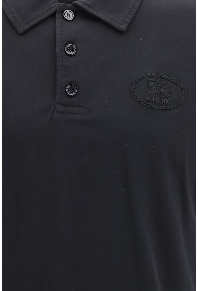 Burberry Blue Cotton Polo Shirt Blauw