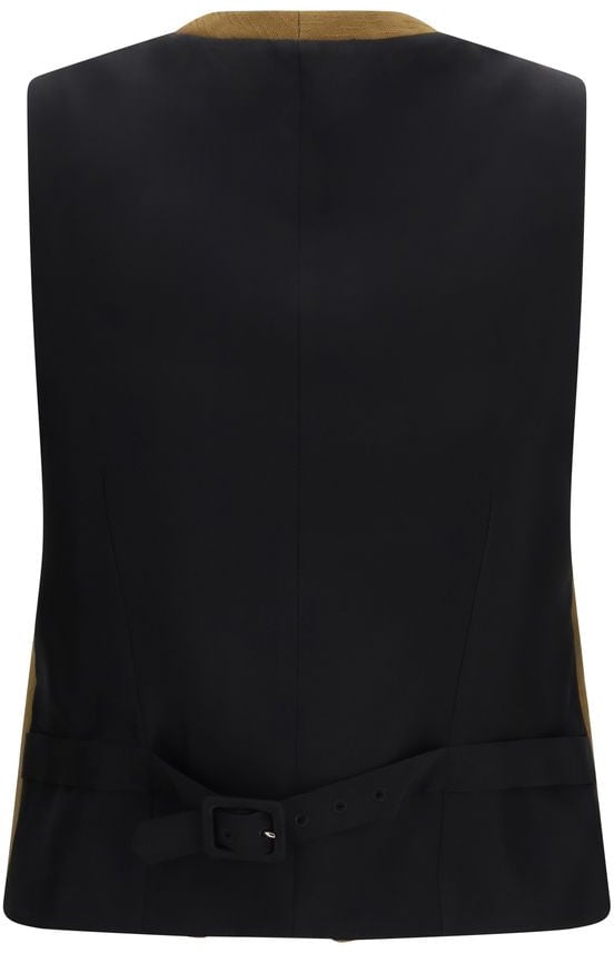 Burberry Brown Wool Oves Aries Sleeveless Jacket Bruin