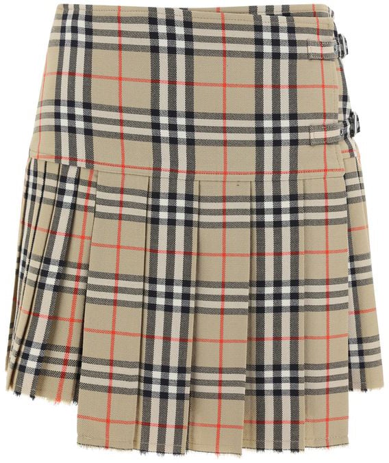 Burberry Beige Wool Oves Aries Mini Skirt Beige