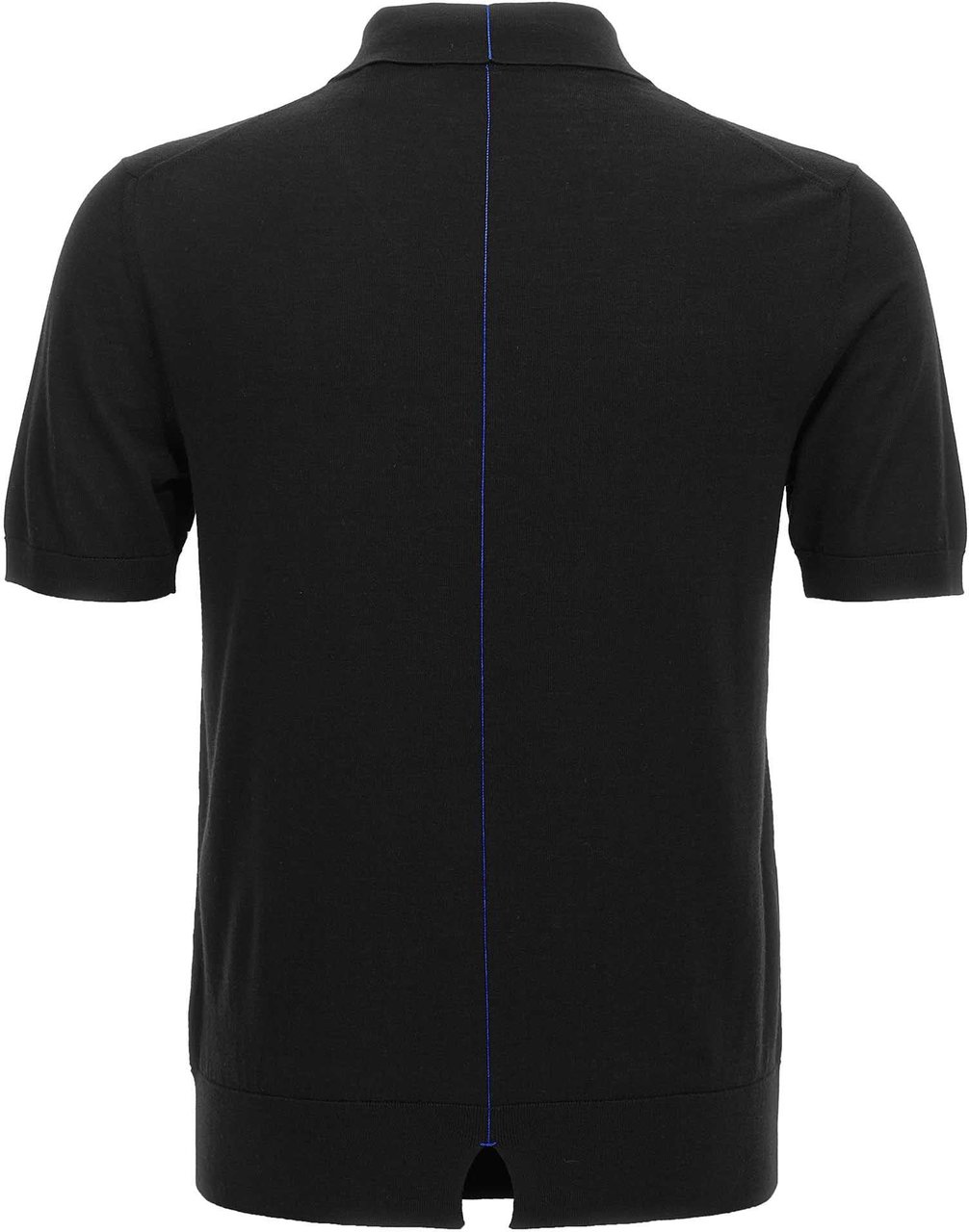 Burberry Black Wool Polo Shirt Zwart