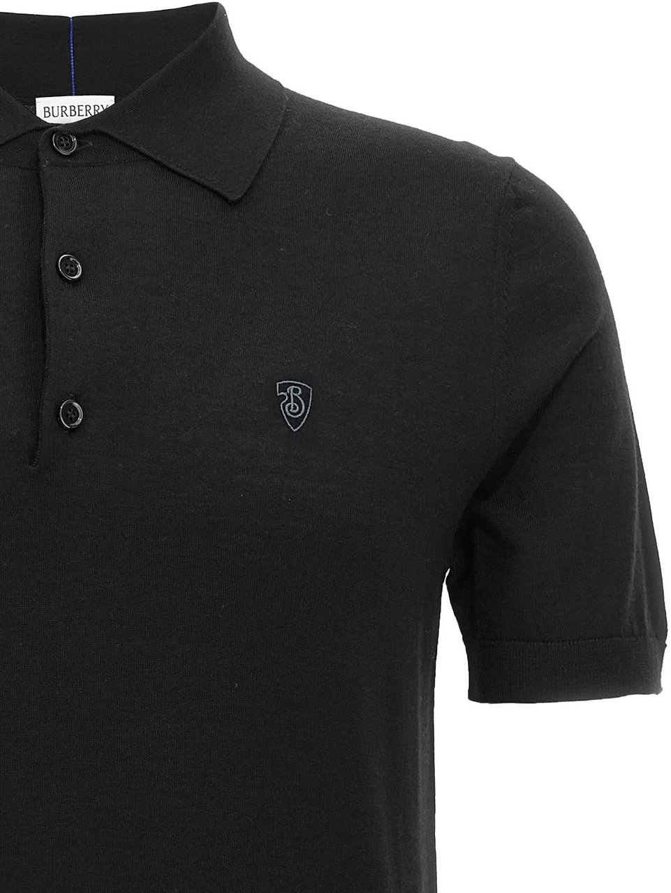 Burberry Black Wool Polo Shirt Zwart